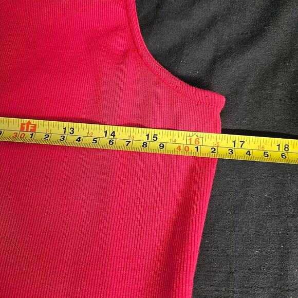 Tommy Hilfiger Red Sleeveless Ribbed Bodysuit Size M Tommy Jeans - Picture 7 of 8